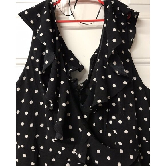NWT NOS $150 New Michel Studio Plus Black white polka dot ruffle Spring Dress - Picture 4 of 14